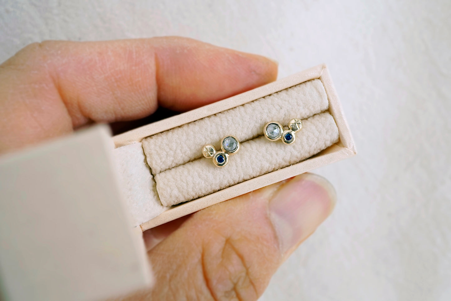 Diamond and Sapphire Engraved Studs