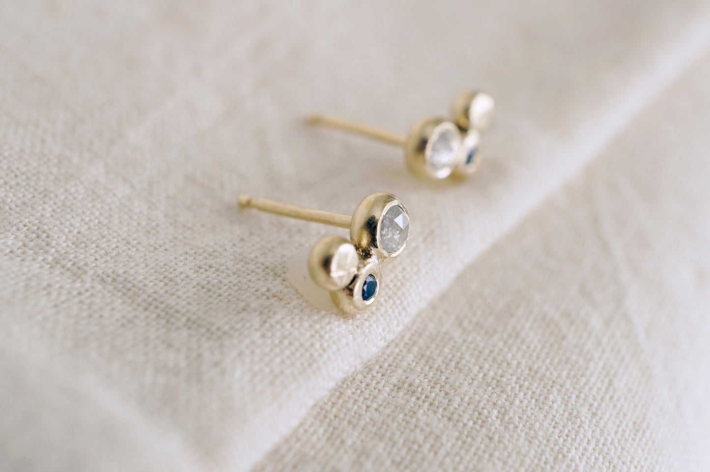 Diamond and Sapphire Engraved Studs
