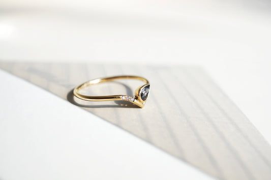 The 01 - Salt and Pepper Teardrop Ring