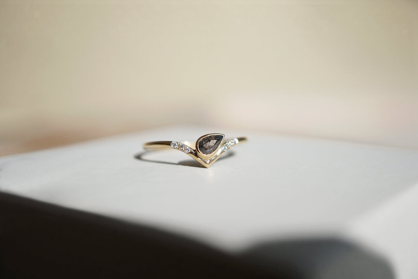 The 01 - Salt and Pepper Teardrop Ring